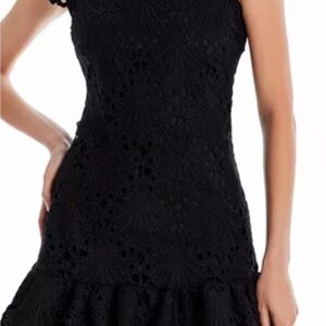 Aqua mock neck lace shift dress